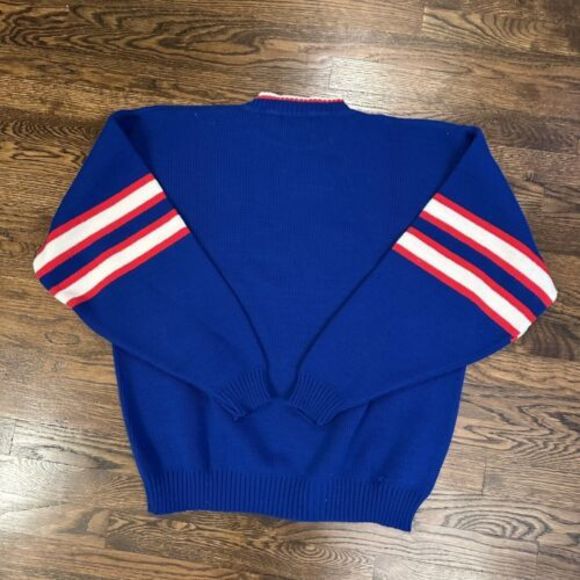 New York Giants Barrel sweater Large 1990s VTG Rare USA made Blue Red White MINT - Picture 8 of 8